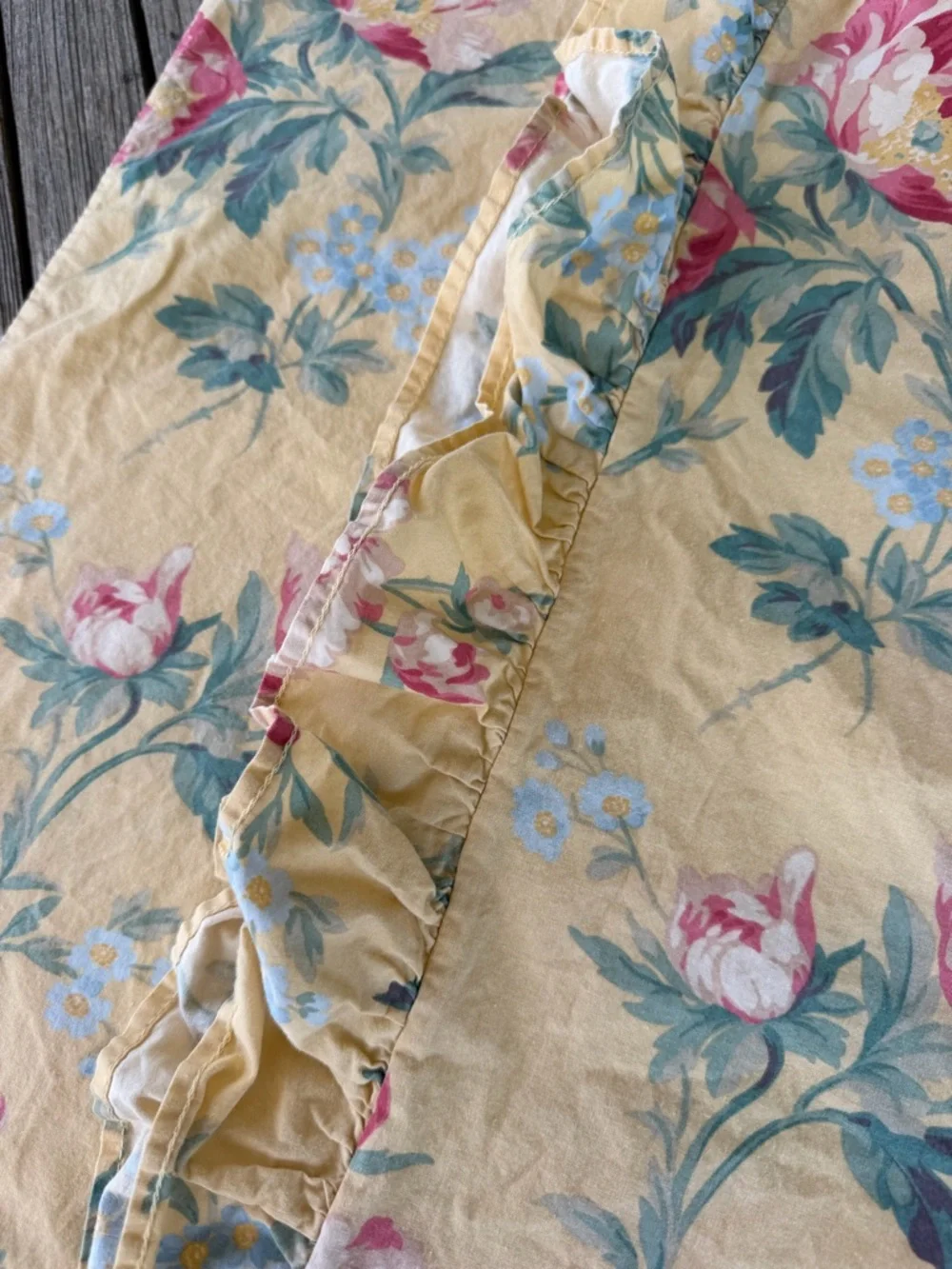 Vintage Ralph Lauren Parsonage Lane 4-Piece Twin Sheet Set Yellow Floral READ